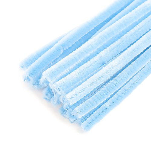Pack of 350 Pastel Light Blue Pipe Cleaners. Fuzzy Stick Chenille Stems for Adult Crafts - Size: 12 Inches Long x 6 mm Dia