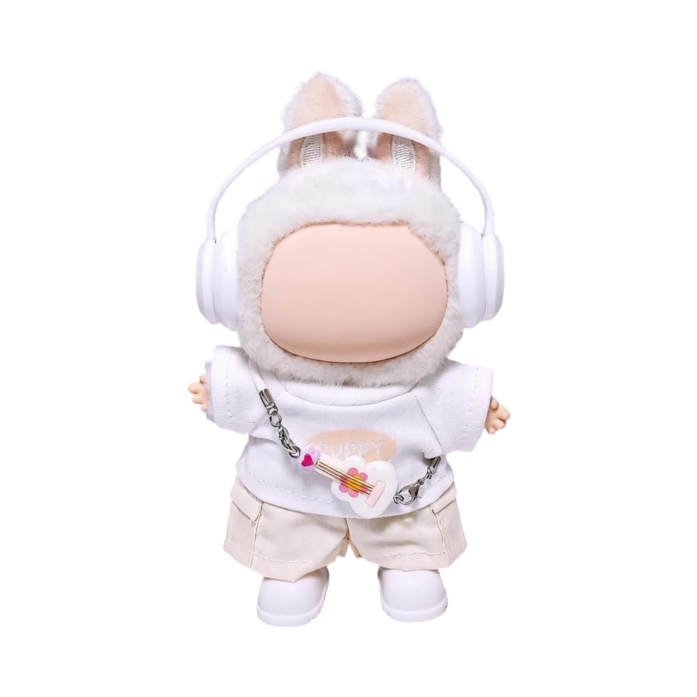 5pcs for Labubu Clothes Set Cute Outfit for 17cm Doll Clothing and Accessories Shoes (No Doll) (Pink)