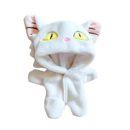 niannyyhouse 20cm Plush Doll Clothes Loose Travel Cat Onesies Soft Stuffed Plush Toy Dress Up Accessories (White)