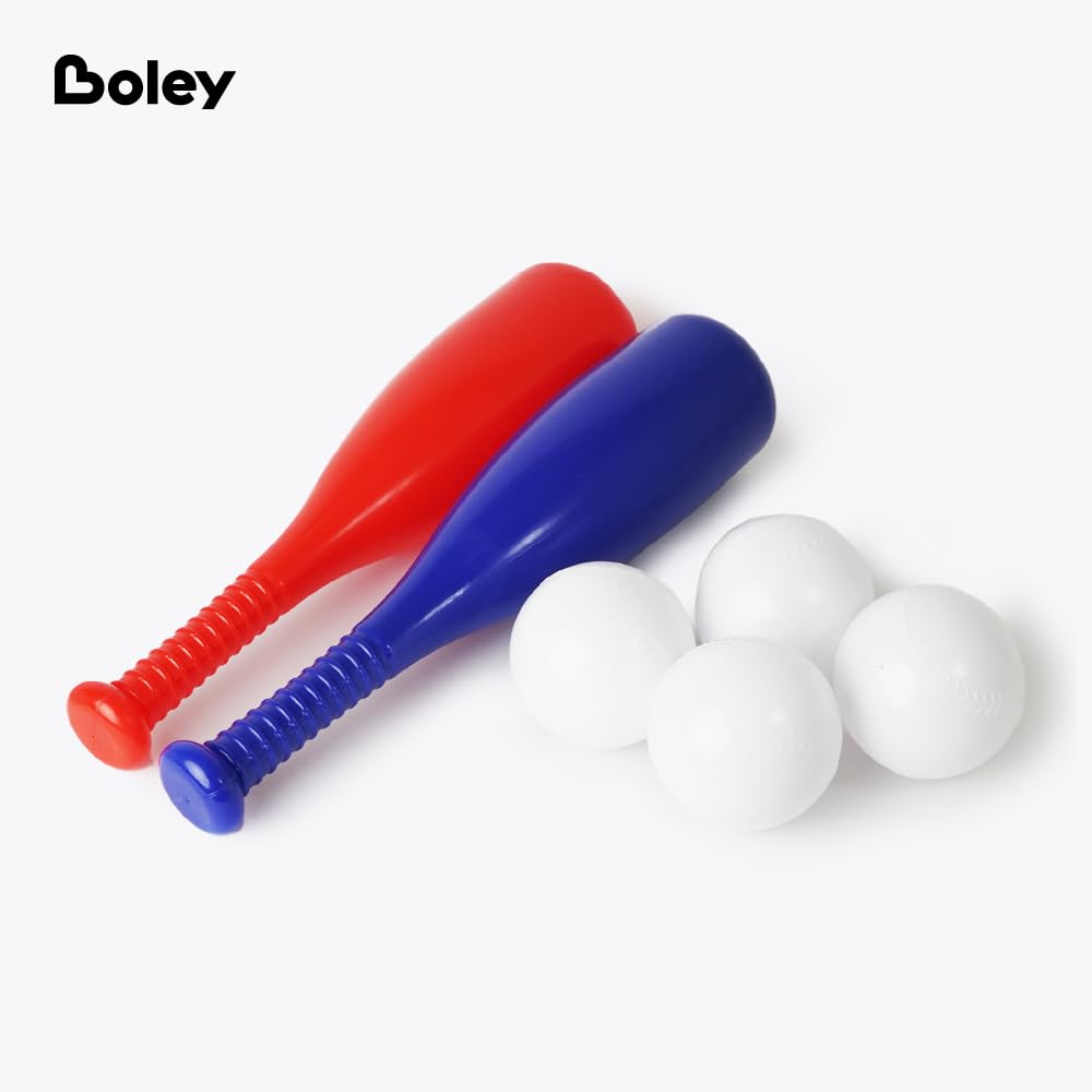 Boley 6-Piece Toy Baseball Set for Kids & Toddlers - 2 Soft Plastic Baseball Bats Measuring 15" in Length Each and 4 Balls - Perfect Indoor & Outdoor