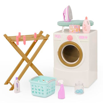 Our Generation - Doll Washing Machine - Drying Rack, Iron & Cleaning Set - 18-inch Doll House Accessories - Pretend Play - Toys for Kids Ages 3 Years