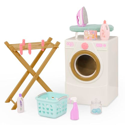 Our Generation - Doll Washing Machine - Drying Rack, Iron & Cleaning Set - 18-inch Doll House Accessories - Pretend Play - Toys for Kids Ages 3 Years