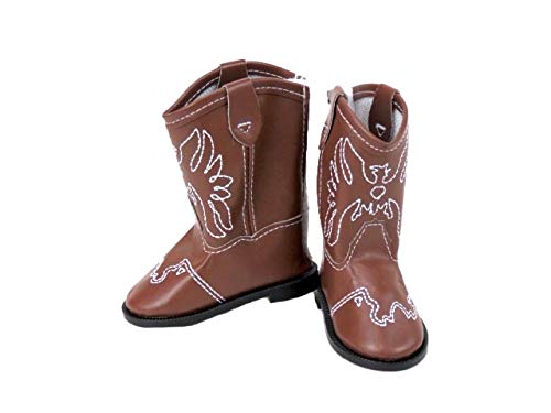 American Fashion World Brown American Eagle Cowgirl Boots for 18-Inch Dolls | Premium Quality & Trendy Design | Dolls Shoes | Shoe Fashion for Dolls