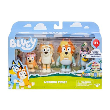 Bluey Wedding Figures Pack of 4, Articulated Character Toys with Uncle Rad, Frisky, and Flower Bingo Figurines, Action Figures for Kids Ages 3+
