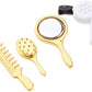 Miniature Comb and Hair Dryer Set for Dollhouses, 4Pcs Mini Bathroom Accessories, Mirror and Makeup Decor for Dollhouse Displays