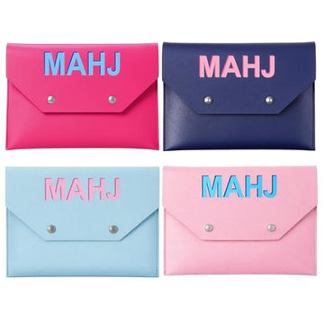 Eccentfit 4-Pack Leather Mahjong Card Holder for Mahjong NMJL Rule Cards & Mahjong Shuffler Cards, Protective Envelope Bag for Mahjong Card, Mahj