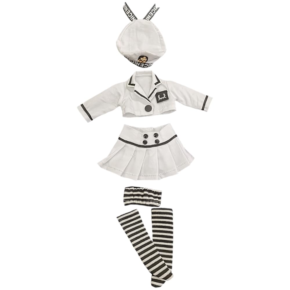 niannyyhouse 1/3 1/4 1/6 BJD Dolls Clothes White Hat Coat Skirt Striped Vest Socks Navy Suit Ball Jointed Dolls Accessories Dress Up Gift (1/4BJD)