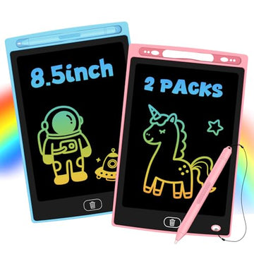 Glochin 2 Pack LCD Writing Tablet for Kids, Erasable and Reusable Toddler Doodle Board in 8.5 inch, Ideal Educational Drawing Pad for Learning Toy