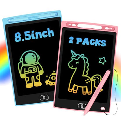 Glochin 2 Pack LCD Writing Tablet for Kids, Erasable and Reusable Toddler Doodle Board in 8.5 inch, Ideal Educational Drawing Pad for Learning Toy
