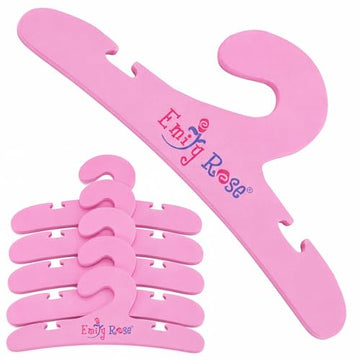 Emily Rose 18 Inch Doll Clothes Hangers 5-Pack Pink Wooden | Closet Organizer Compatible with American Girl and Our Generation Doll Clothing | 18”