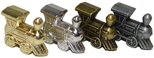 Regal Games - Mexican Train Domino Replacement Metal Marker Trains - for Mexican Train Domino Game - Gold, White Gold, Antique Brass & Gunmetal Black