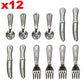 EatingBiting 12Pcs Set 1:12 Dollhouse Miniature Dollhouse Kitchen Silverware Forks Spoons 1/12 Scale Miniature Doll Tableware Decoration , Exquisite