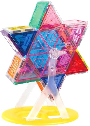 PicassoTiles Magnet Tile Building Blocks Ferris Wheel Amusement Rotating Accessory Kit Compatible with Full Sized Magnetic Tiles Construction Toy Set