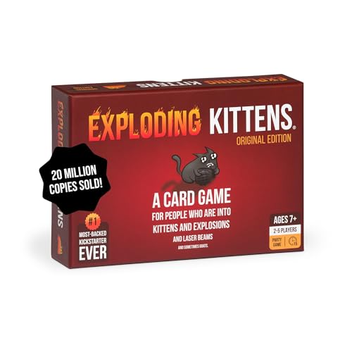 Exploding Kittens Original Edition - 2-5 Players - Ages 7+ - 15 Minutes to Play - High Stakes Card Game - Party Game, Family Game Night, Kid and Adult
