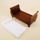 EatingBiting 1:12 Scale Collectible Buildings Miniature Bed Furniture Noble Wooden Single European Style Bed with Bedding and Decorative Pillow