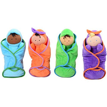 Constructive Playthings Swaddle Soft Baby Doll Toys with Matching Pockets, Multicultural Dolls, Daycare Essentials, Circle Time, Hook and Loop