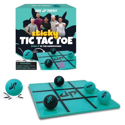 Dude Perfect Sticky Tic Tac Toe, Kids Tabletop Activity, for Family Game Night, Perfect for a Gift and Parties, 2 Players, Ages 4+