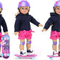 Sophia's Palm Tree Skateboard, Helmet and Knee Pads Set 18" Dolls, Multicolor
