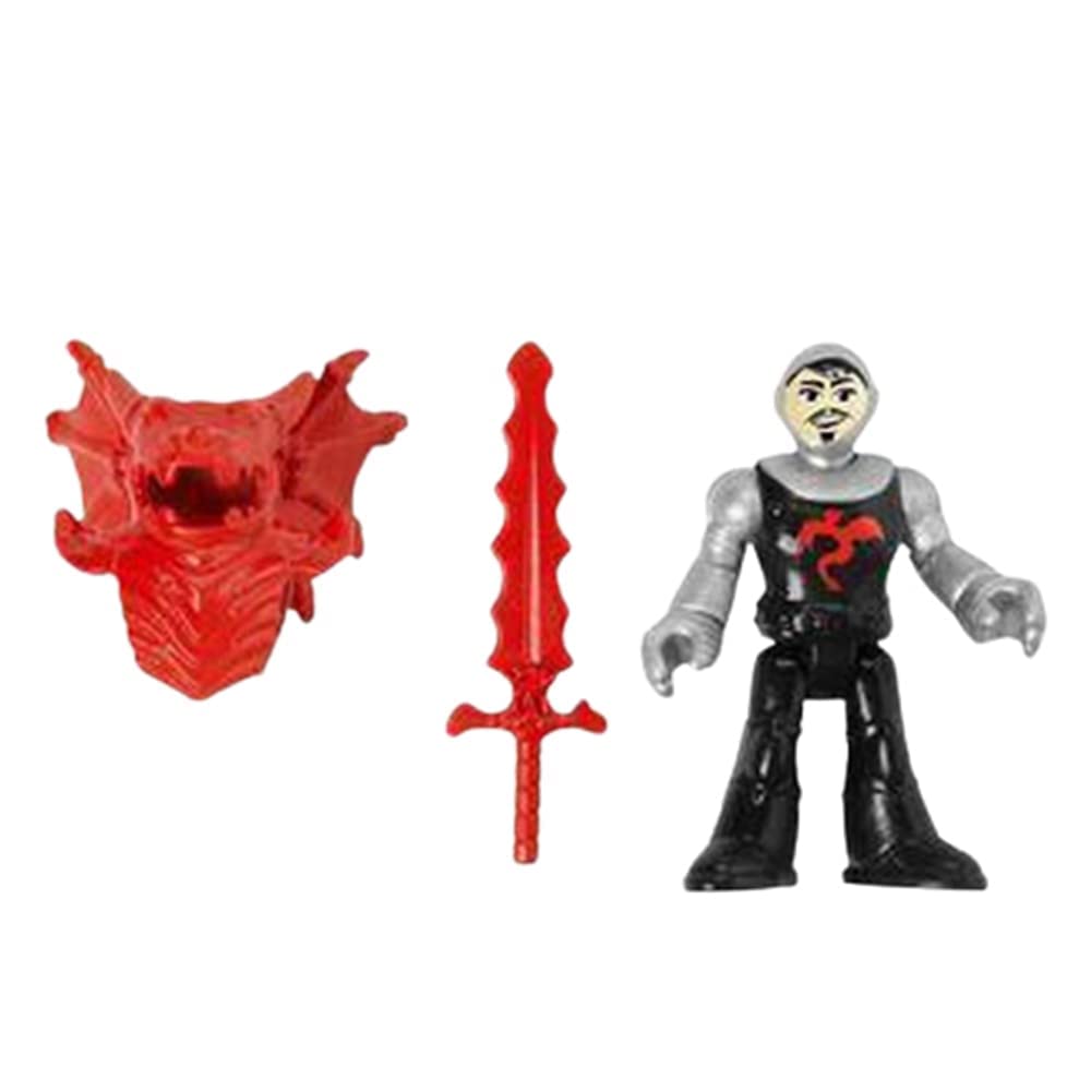 Imaginext Replacement Parts for Fisher-Price Blazing Battler's Dragon Playset - HCG66 ~ Replacement Figure in Black and Silver, Helmet and Sword