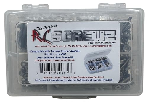 RC Screwz Stainless Steel Screw Kit tra087 Compatible with Traxxas Rustler 4x4 / VXL (67076-4)