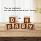 OH Baby Wooden Blocks for Baby Shower Party Table Centerpiece Decoration, Gender Reveal Letters Guestbook Keepsake - Small 2.0" Blocks