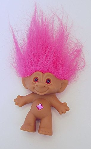 Ace Novelty Pink Haired Pink Diamond Jewel Treasure Troll Doll 3 Inches Tall