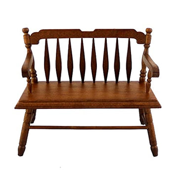 Dollhouse Miniature Deacons Bench in Walnut