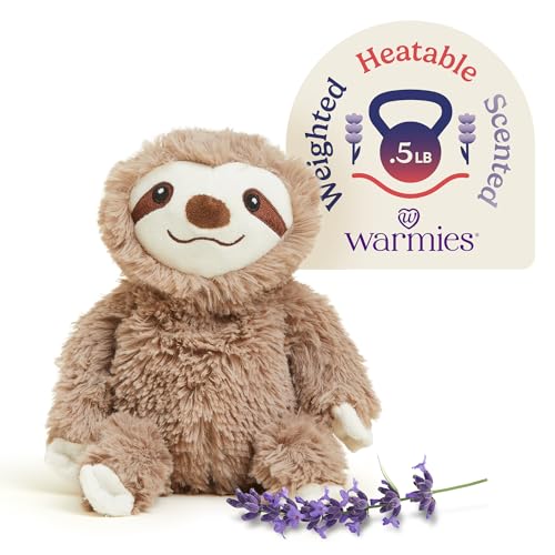 warmies Junior Microwavable & Weighted Stuffed Animals, Sloth - Heated Stuffed Animal Plushie for Warmth & Comfort - Cute Soft Plush Toys for Adults