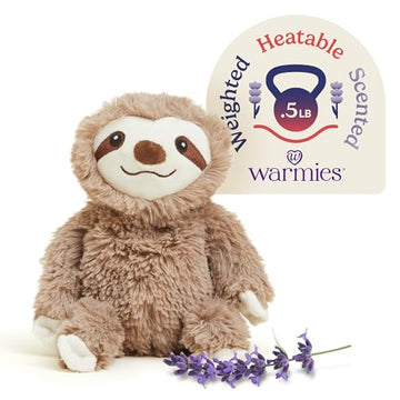 warmies Junior Microwavable & Weighted Stuffed Animals, Sloth - Heated Stuffed Animal Plushie for Warmth & Comfort - Cute Soft Plush Toys for Adults