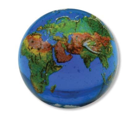 Shasta Visions Blue Earth Marble with Natural Earth Continents, Recycled Glass, 5 with a Pouch, 0.9 Inch Diameter (Pack1)