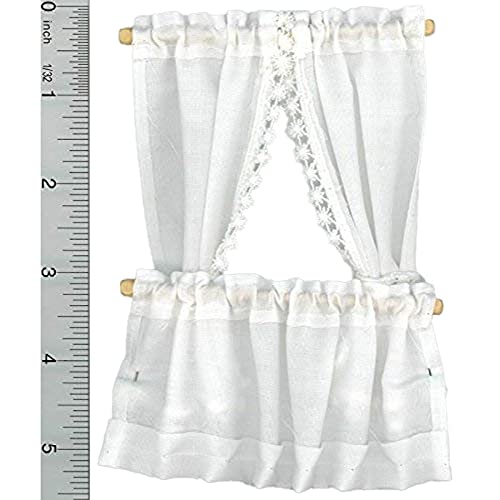 Barbara O'Brien Miniatures Dollhouse Miniature White Cabin Curtains