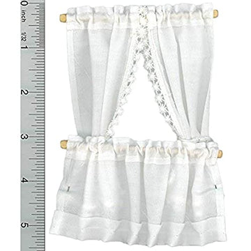 Barbara O'Brien Miniatures Dollhouse Miniature White Cabin Curtains