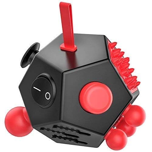 12 Sided Fidget Toys Cube,Dodecagon Fidget Toys for Kids Adults, Relief Stress and Anxiety Anti Depression & Focus for ADHD, ADD, Autism (Red, Normal