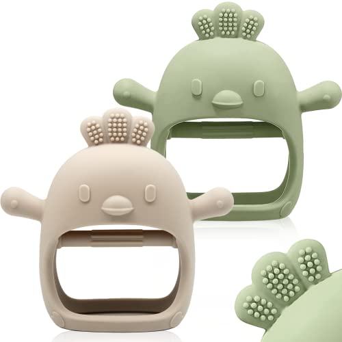 ChooKaChoo 2 Pack Baby Teething Toy Silicone Teething Mitten for Babies Over 3 Months Anti Dropping Wrist Hand Teethers Baby Chew Toys for Sucking