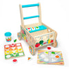 Melissa & Doug Wooden Shape Sorting Grocery Cart - Toddler Toys with 12 Blocks, Puzzle Board and Coffee Cup for Pretend Play and Montessori Toys - FSC