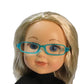 American Fashion World 4-Pack Rectangular Glasses for 14.5 Inch Dolls - Pink & Green, Teal, Pink & Blue Sunglasses