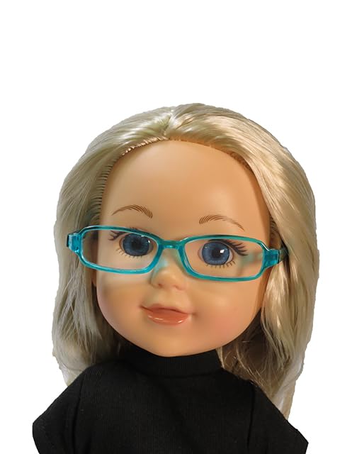 American Fashion World 4-Pack Rectangular Glasses for 14.5 Inch Dolls - Pink & Green, Teal, Pink & Blue Sunglasses