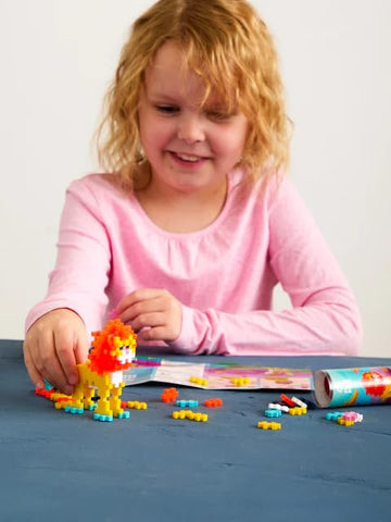 PLUS PLUS Lion - 3D Animal Figure Building Block Set Tube, Mini Interlocking Puzzle Pieces - Fun Stem Toys for Kids