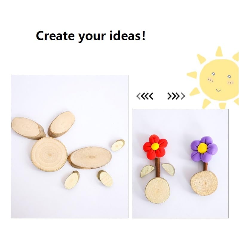 ChooseInOne Log Handmade DIY Wood Craft Kits for Kids Wooden Unfinished Toys Paint Art Garden Playset Bulk Sticks Loose Parts Materials 360g(Large)