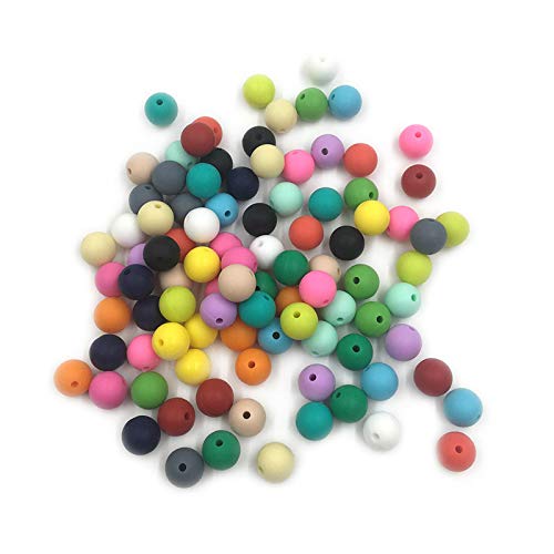 100pcs 12mm Silicone Round Beads for Keychain Silicone Pearl Beads Bulk DIY Mom Necklace Bracelet Jewelry Making Beading Accessory (Pearl Pink)