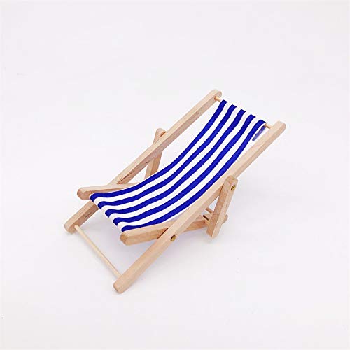 SXFSE Dollhouse Decoration, Mini Wooden Folding Beach Sunbath Chair Longue Deck Chair Craft Dollhouse Accessories