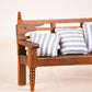 EatingBiting Dollhouse Miniature Doll Bench Couch Sofa with Cushions, 1:12 Dollhouse Miniature Furniture Sofa Wooden Recliner Chair Vintage Sofa