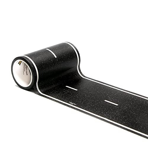PlayTape Road Tape for Toy Cars - Sticks to Flat Surfaces, No Residue; 30 ft. x 4 in. Asphalt Road