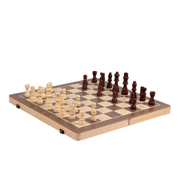 Magnetic Wooden Chess Set with Storage Slots - 15" Folding Board & Staunton Pieces | Portable Travel Chess Game for Adults and Kids