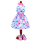 Sophia's 3 Piece Satin Floral Spring Dress, Hairpiece and Shoes for 14.5 Inch Dolls, Pink/Blue