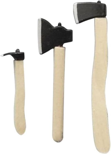 Miniature Axe, Miniature Wooden Handle Metal Hatchet, Chopper, Outdoor Dollhouse Accessories, Dollhouse Farm Tools