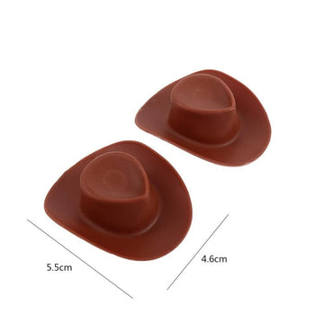 10 Pieces Plastic Mini Western Cowboy Cowgirl Hat Miniature Cute Doll Hat Party Dress Hat for Dollhouse Decoration Creative Gifts, 2.16 x 1.81 inch