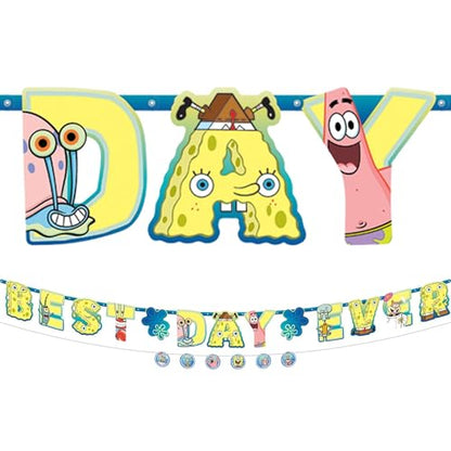 SpongeBob "Best Day Ever" Multicolor Jumbo Letter Banner Kit - 10.5' x 10 (Pack Of 2) - Premium Paper Quality For Celebratory Events