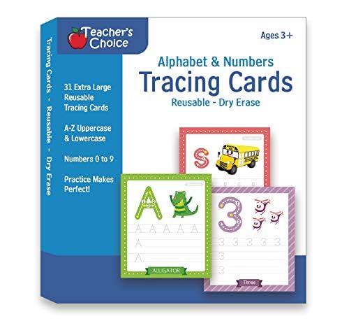 Alphabet & Number Tracing Cards for Ages 3+, Reusable Dry Erase Cards