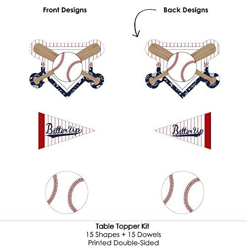 Big Dot of Happiness Baseball Party Centerpiece Sticks - Premium Table Topper Decorations for Baby Shower Birthday Sports Events, Set with Home Base